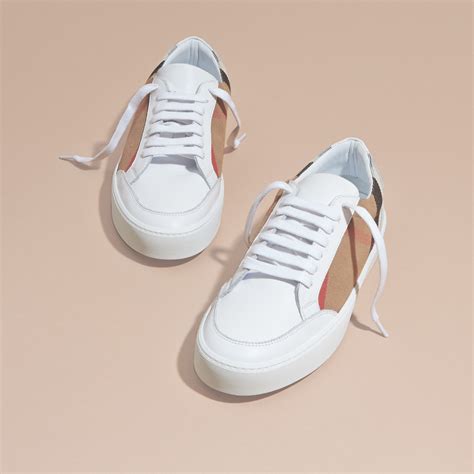 burberry check detail leather trainers|Women’s Designer Sneakers .